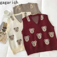 Gagarich Donne Gilet Molla Autunno Autunno Giapponese College Style Girls V-Neck Cute Cartoon Bear Embroidery PullOvers a maglia 210806
