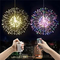 Hanging LED Firework Fairy String Light Remote 8 Modes Gypsophila Holiday Lights Outdoor Home Garland Xmas Wedding Party Decor