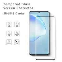 Samsung S22 S21 S21 Ultra S20プラス指紋9H硬度エッジ湾曲全カバーフリーケースフレンドリーなガラス