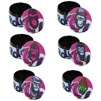 Diameter 63*43 MM Purple Color bag Gorilla Rolling Star Crusher Mix Patterns 4 Layers Metal Tobacco Herb Grinders Crushers