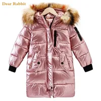 -30 dzieci kurtka zimowa ubrania dziewczyna ciepła wodoodporna płaszcz z kapturem długi bawełniane płaszcze dla dzieci odzież wierzchnia parki 211007