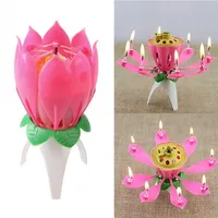 Personlighet Lotus Blomma Candle Single-Layer Födelsedag Candle Party Cake Music Sparkle Night