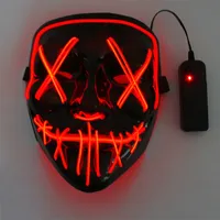 Halloween Masquerade Party LED Luminous Mask Rolig Skrämmande Ljus Up Neon El Wire Cosplay Skräck Populära Glödande Ansiktsmasker Decor YL0360
