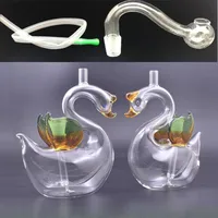 Manuale Art Art Swan Glass Bruciatore di olio Bong Bong Tubi di acqua Bong con fitti Pyrex Inedy Recycler DAB Rig Ash Catcher Bongs con tubo del bruciatore di olio di vetro