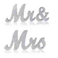 Оформление партии Практический бутик большой старинный изысканный серебристый / золотой MR MRS знаки деревянные отдельно стоящие буквы для свадьбы возлюбленные