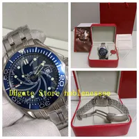 Real Photo With Original Box Mens Watch Men&#039;s 41MM 007 Blue Dial Stainless Steel Bracelet Casino Royale Limited Edition Professional Automatic Mechanical Watches