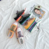 Rainbow shoe summer breathable trend student Korean version of Hyuna style canvas shoes women&#039;s flat single