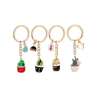 Keychains 4pcs Cute Creative Plants Pendants Plant Shaped Key Rings Keyring Accessory Metal Cactus For Lover Parents