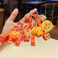 Creative Entretenment Cartoon Toy Toy Doll Ding Key Chain New e peculiar Red Silicone Red Cute Zodiac Hanging Fixores
