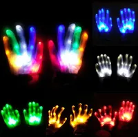 Party Weihnachtsgeschenk Led Bunte Regenbogen Glühende Handschuhe Neuheit Handknochen Bühne Magie Finger Show Fluoreszierende Tanz Blinkende Handschuh FY5146 C0210