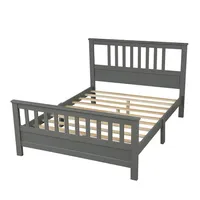 Amerikaanse voorraad slaapkamer meubels houtplatform bed met hoofdeinde en voetbank, vol (grijs) A57