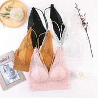 Bras Sets Young Girls Push Up Sexy Bra Set Solid Colour Wireless Brassiere Deep V Lace Lingerie Women Underwear Panties