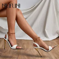 Sandals Metal Chain Decoration Women's Shoes With A Pointed Toe Ultra-fine High-heeled Plus35-42 Heel Sexy