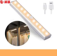 10 LED Wireless Motion Sensor Cabinet Light Magnetic Stick-on USB Akumulator Czujnik światła do kuchni Sypialnia Szafa Łazienka