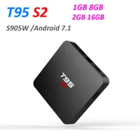 T95 S2 Android TV Box Amlogic S905W رباعية النواة 2 جيجابايت 16 جيجابايت 1 جيجابايت 8 جيجابايت دفق مشغل الوسائط 2.4 وصناديق الكمبيوتر البسيطة