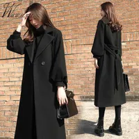 Women&#039;s Wool & Blends Elegant Chic Plus Size Long Coats Women Korean Fashion Loose Thick Sashes Woolen Coat Streetwear Outdoor Warm Winter J