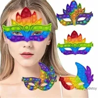 Mascarilla de fiesta de stock Mascarilla fidget Juguete Rainbow Masquerade Disco de lujo Ojos Máscaras de cara Halloween Bola de Navidad