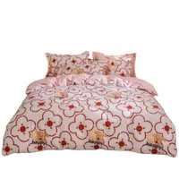 مجموعات الفراش الوردي القطن الأسرة مجموعة أغطية الفاخرة التوأم كامل الملكة الملك حاف غطاء السرير ورقة المخدة الكبار