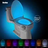 BeaPUP المرحاض ضوء الليل LED مصباح الذكية الحمام الإضاءة الخلفية الحركة البشرية المنشط البير 8 ألوان التلقائي rgb أضواء المرحاض وعاء