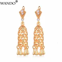 Wando Gold Color Bird Nest Earrings 여성을위한 소녀 지르콘 쥬얼리 아랍 / 아프리카 / 인도 / 두바이 / 나이지리아 웨딩 귀걸이 쥬얼리
