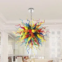 Moderne Kunst Kronleuchter Lampe Mehrfarbige Hand geblasene Glas Kronleuchter LED Hängende Anhängerbeleuchtung für Wohnzimmer