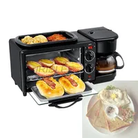 Haushalt 3 in 1 Frühstücksmaschine 220 V Bread Toaster 9L Electricofen Kaffeemaschine Pizza Ei Tart Ofen Bratpfanne Tee Topf