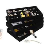 Bolsas de jóias, sacos pretas gaveta de veludo bandeja de armazenamento bandeja pulseira caixa de presente de jóias organizador brinco titular