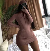 Seksi Elbise Kadın Bodycon 2021 Güz Kış Temel Kıyafetler Taupe Ince Giysileri Drop Shipping