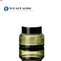 200 unids * 30 g Crema Jar Green Glass Cosmetic Contenedor Maquillaje vacío Mascarilla de embalaje recariador Muestra de gel Black Tornillo Cap Pothigh Qualtittic