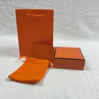 Met H Stamp Luxe Mode-sieraden Dozen Verpakking Set voor Bangle Armband Origineel Orange Box Womens Gift Tassen H025
