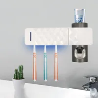 バスアクセサリーセットスマートUV滅菌器バッテリー駆動の歯ブラシ消毒装置の浴室ウォールマウントホルダー壁取り付け歯磨き粉ディスペン