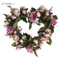 Decorative Flowers & Wreaths 1 Pc Garland Ornament Colorful Wreath Decor Heart Hanging For Door Wall BDC21