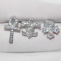 2022 Chrome a Family S925 Sterling Silver Earrings Women's Crystal Diamond Cross Three Piece Set Simple Personality Anti Allergy Hearts New 5ahu