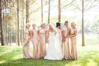 Gouden pailletten lange zeemeermin bruidsmeisje jurken elegante cap sleeve bruiloft gastenjurk o hals vestido madrinha maaid van eer cps344
