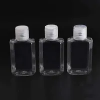 60ml lege PET Plastic flessen met flip cap transparante vierkante vorm fles voor make-up vloeistof wegwerp hand sanitizer gel