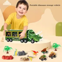 Ciężarówka transportowa Dinozaur Pull Powrót Dino Samochód Pojemnik Przechowywania Model Oświetlenie Muzyka Dzieci Zabawki Chłopcy Dzieci Prezent Urodzinowy A33