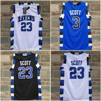 007 Men NCAA One Tree Hill Ravens Basketball Jersey Brother Movie 3 Lucas Scott 23 Nathan Scott Double Stitched Jerseys Black White Blue