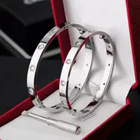 Love pulseira pulseira mulheres homens 4cz titânio parafuso chave de fenda braceletes prata prata rosa unha pulseira de unhas jóias com saco de veludo 001