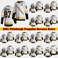 87 Sidney Crosby Pittsburgh Penguins 2021 Achteruit Retro Jersey 66 Mario Lemieux 71 Evgeni Malkin 58 Letang 59 Jake Guentzel Hockey Jerseys