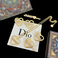 New d \ Di Family Love Cd Letter Diamond Inlaid Necklace Pendant Female Personality Net Red Earrings Brooch Hairpin