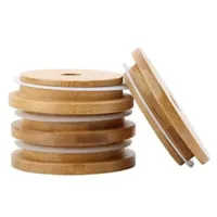 Tampa de tampa de bambu fresca-mantendo a tampa de madeira do frasco de madeira reusável com furo de palha e selo de silicone