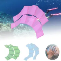 Schwimmen Paddelhandschuhe 1 Paar Unisex-Frosch-Stil Silikon-Paddel mit Schwimmhändchen-Webt-Flossen-Finger-Netzhandschuh