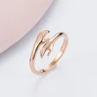 Amor abraço anel retro moda casal casal flow banda aberta anéis de aço inoxidável ajustável vintage anel para mulheres homens jóias presente