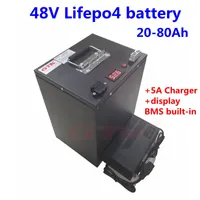 GTK 48V 80Ah 60Ah 50Ah 40Ah 30Ah 20Ah 25Ah LiFepo4 lithium battery with BMS for ebike scooter motorcycle rickshaw+5A charger