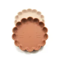 Silicone Lion Suction Plate Cute Wave Shape Bowl for Toddlers Infant Food Grade Silicone BPA Free Baby Kids Tableware
