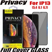 Privacidad Anti-Peeping Anti-Spy Cubierta completa Protector de pantalla de vidrio templado para iPhone 13 12 11 Pro Max XR XS Samsung A72 A52 A42 A32 A22 A12 A02S 5G con caja de venta al por menor