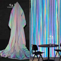 Rainbow Light Reflective Stretch Fabric Gradient Luminous DIY Pathes Background Decor Hats Jacket Coat Clothing Designer Fabric 210702