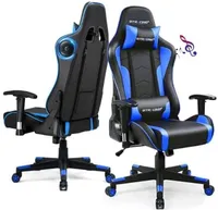 Cadeira de jogos com alto-falantes Bluetooth música video game cadeira áudio ergonômico design resistente escritório computador cadeira