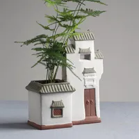 Vazolar Klasik Seramik Küçük Vazo Çin Tarzı Zen Çiçek Ekici Ev Bahçe Süs Minyatürleri Mini Dekor DIY