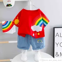Abbigliamento per bambini di marca personalizzata Abbigliamento per bambini Boys Fashion Suita 2020 Nuova estate alla moda Bel Sport Sport manica corta stile coreano moda bambini moda